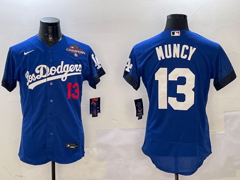 Men Los Angeles Dodgers 13 Muncy Blue City Edition Elite Nike 2025 MLB Jersey style 3